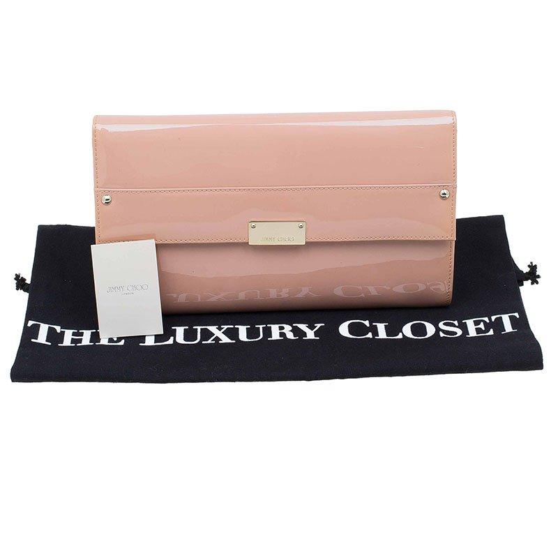 Jimmy Choo Blush Pink Patent Leather Reese Wallet Clutch 4