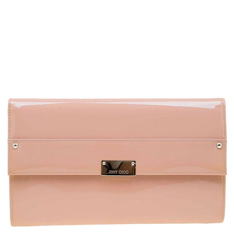 Jimmy Choo Blush Pink Patent Leather Reese Wallet Clutch