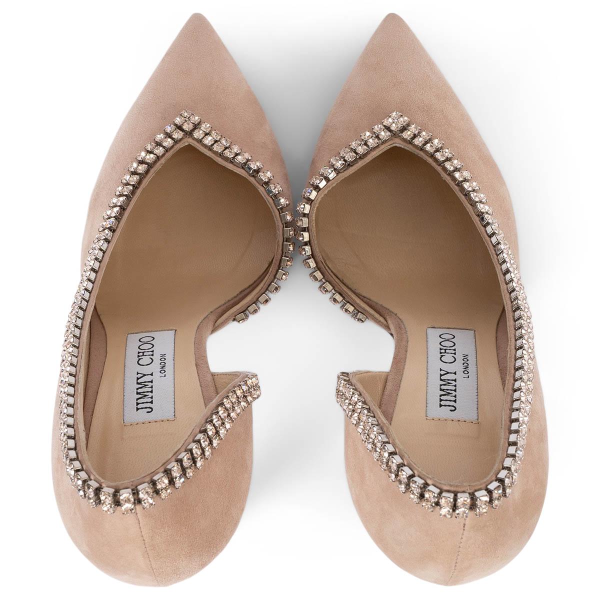 JIMMY CHOO blush pink suede LILIAN 100 CRYSTAL Pumps Shoes 36 For Sale 2