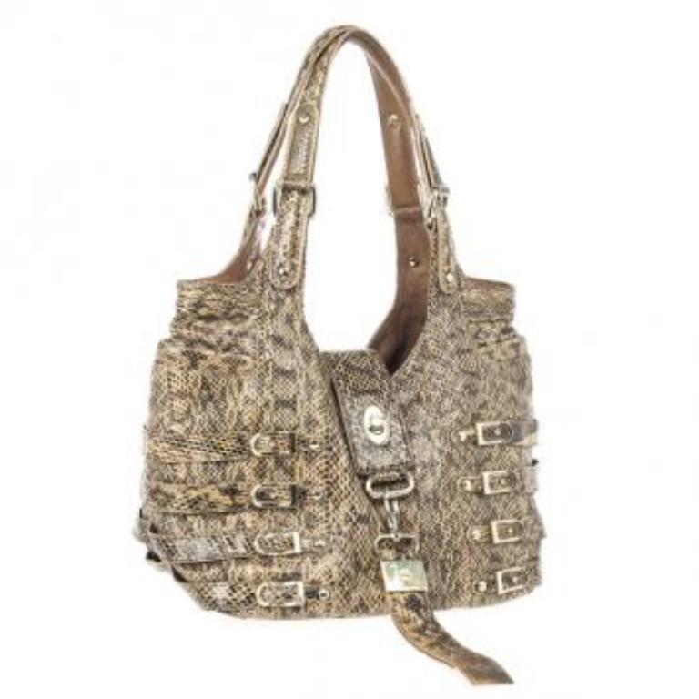 Marrone Jimmy Choo Bree Snakeskin Tote in vendita