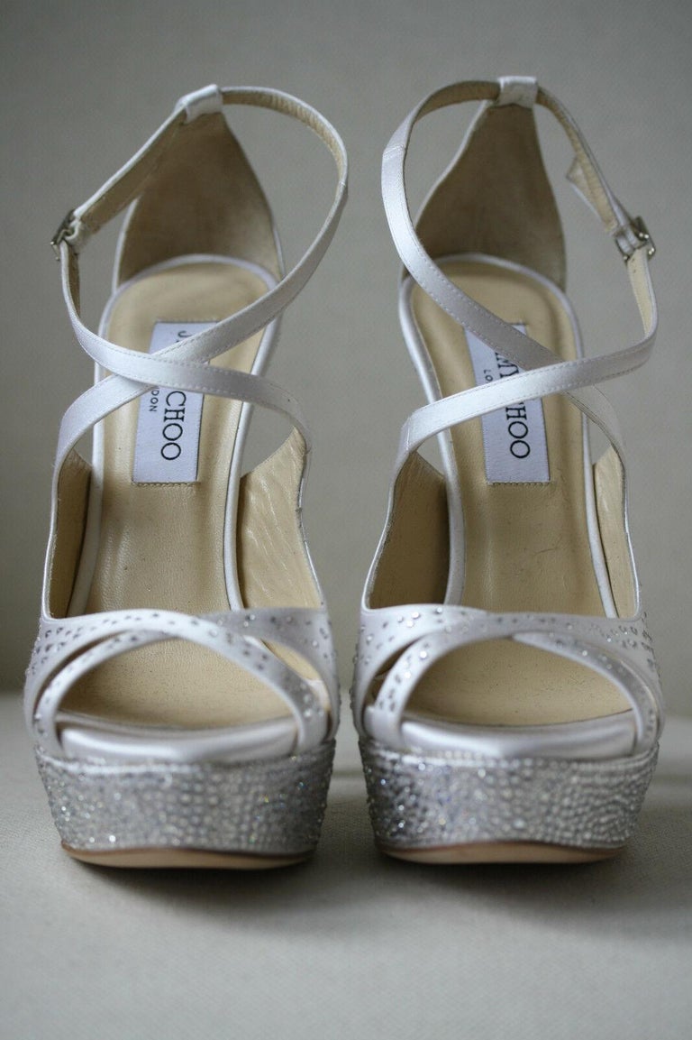 Jimmy Choo Bridal Crystal Cross Over heels Sandals For