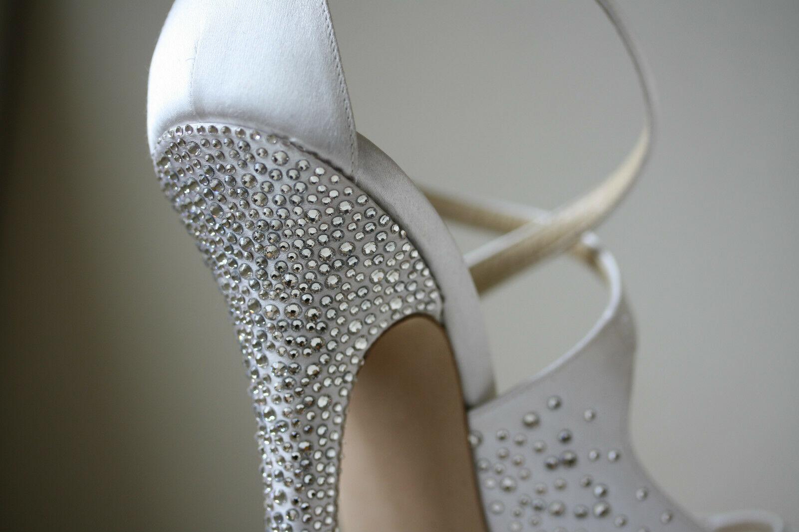 Gray Jimmy Choo Bridal Crystal Cross Over heels Sandals