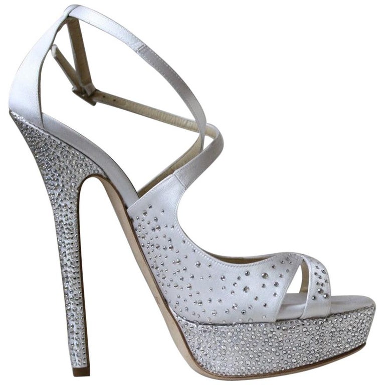 Jimmy Choo Bridal Crystal Cross Over heels Sandals For