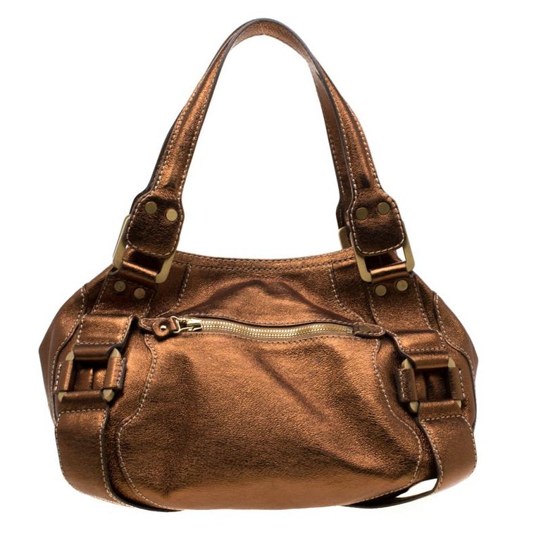 Jimmy Choo Bronze Leather Mahala Tote For Sale at 1stDibs