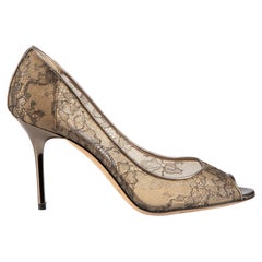 Jimmy Choo Bronze Sheer Lace Open Toe Heels Size IT 37.5