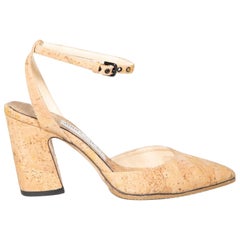 Jimmy Choo Brown Cork Micky Pointed Toe Pumps Size IT 34.5