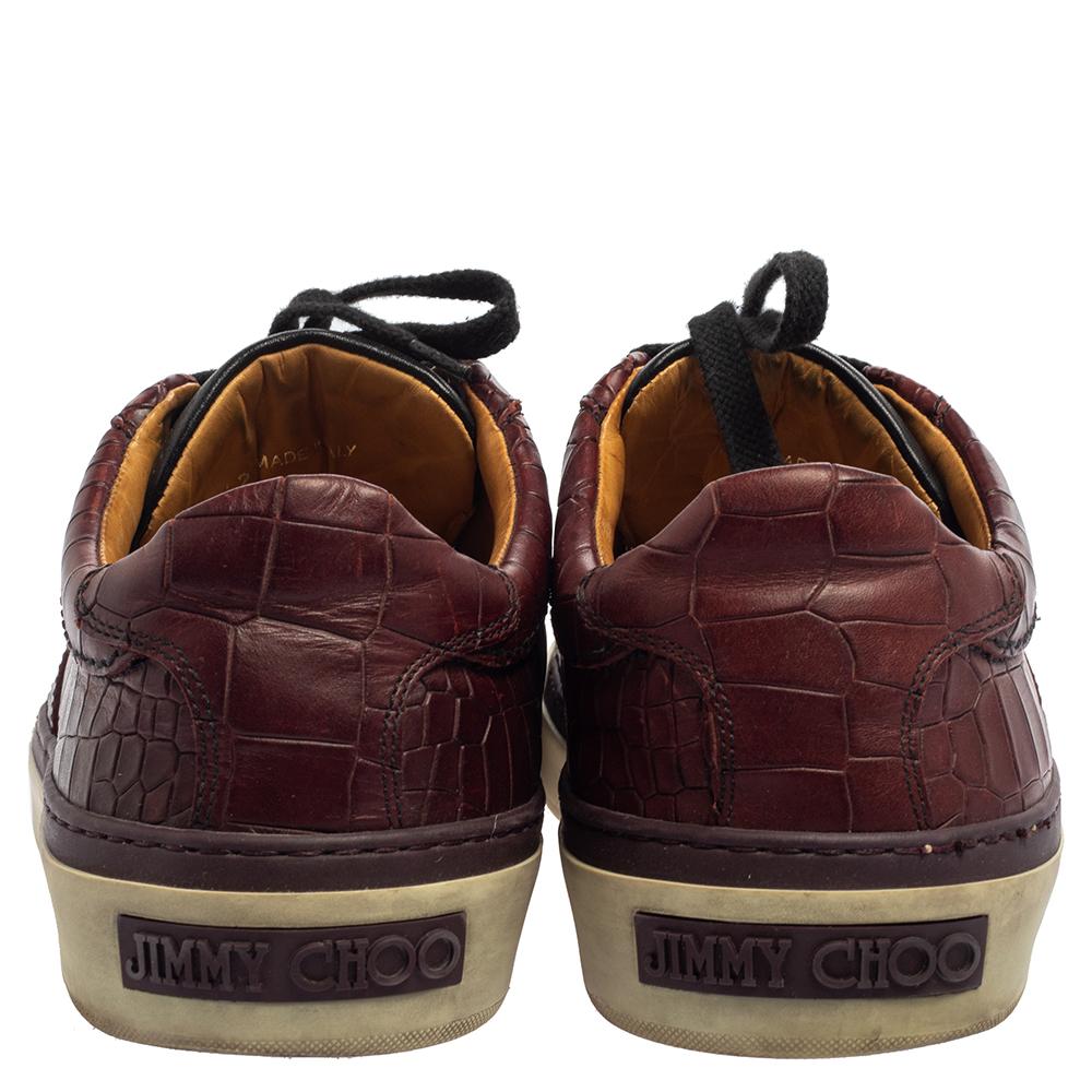 Jimmy Choo Zapatillas Belgravia de piel marrón con relieve de cocodrilo Talla 42.5 Negro