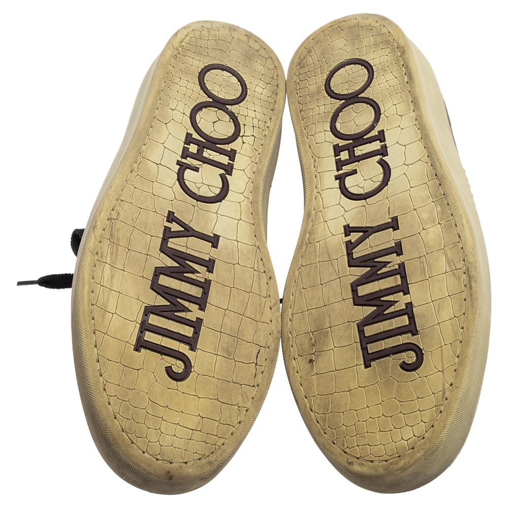 Black Jimmy Choo Brown Croc Embossed Leather Belgravia Sneakers Size 42.5