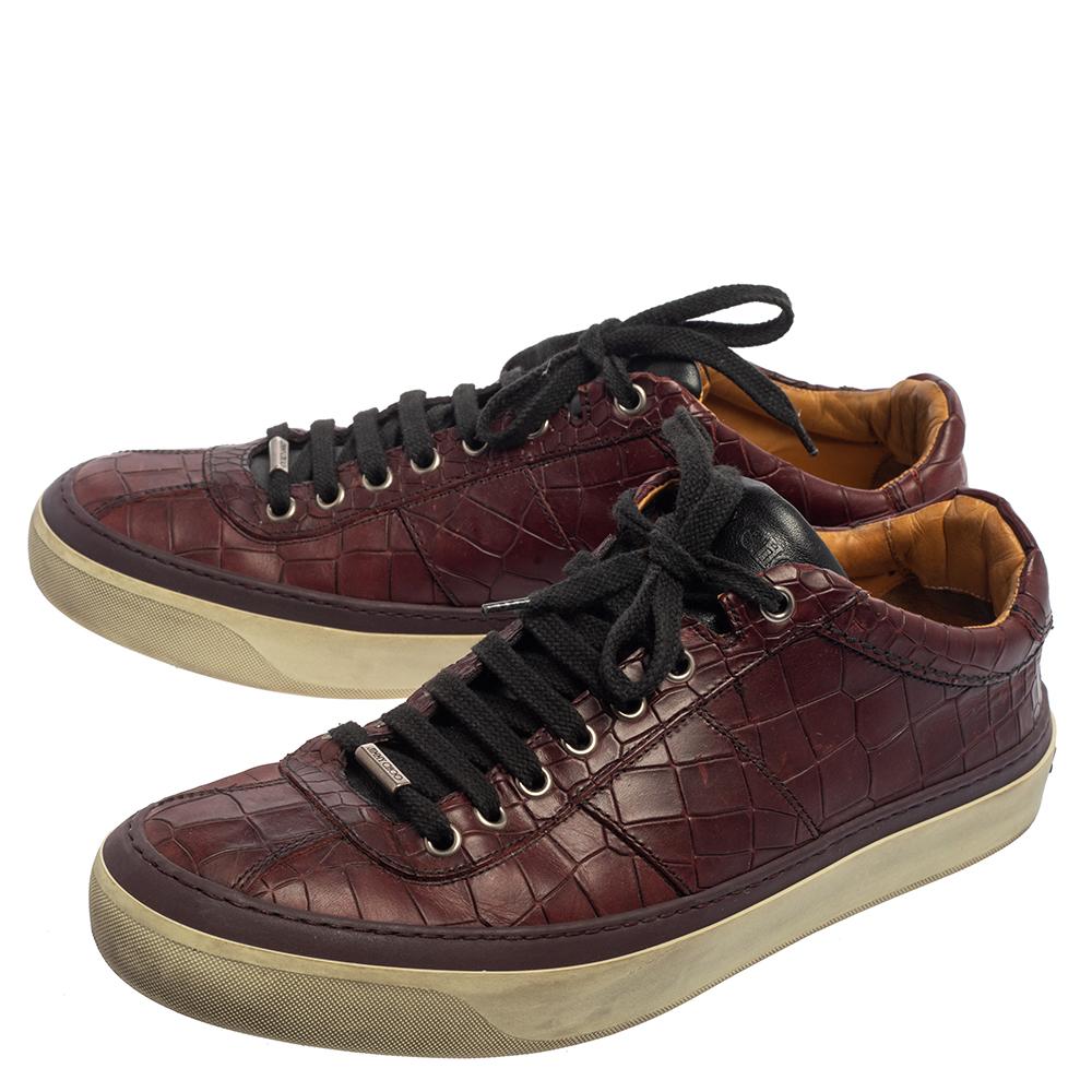 Jimmy Choo Brown Croc Embossed Leather Belgravia Sneakers Size 42.5 1