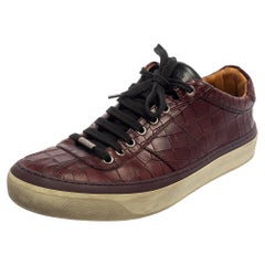 Jimmy Choo Brown Croc geprägte Leder Belgravia Turnschuhe Größe 42.5