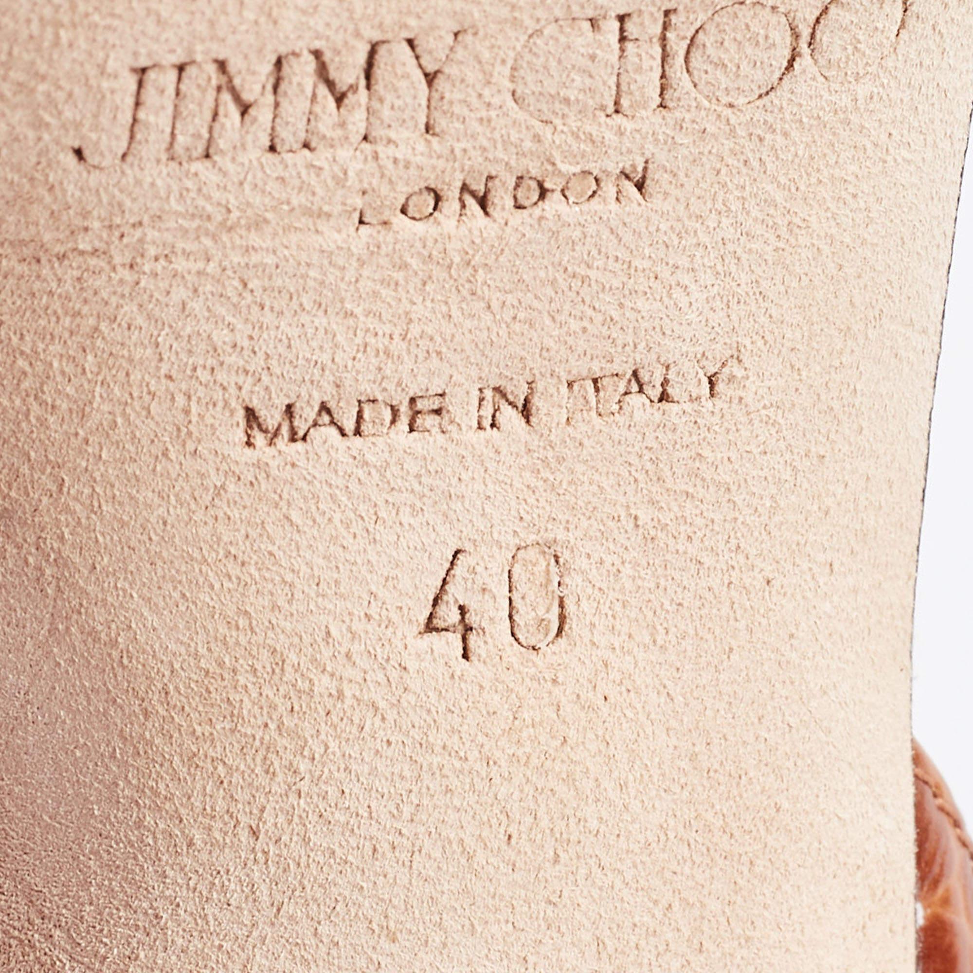 Jimmy Choo Brown Croc Embossed Leather Thandi Slingback Pumps 2