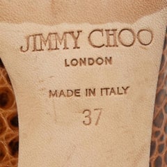 Jimmy Choo Brown Crocodile Leather Round Top Pumps Size 37