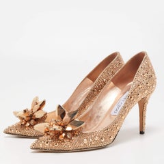 Jimmy Choo Brown Crystal Embellished Pointed Toe Pumps Size 39
