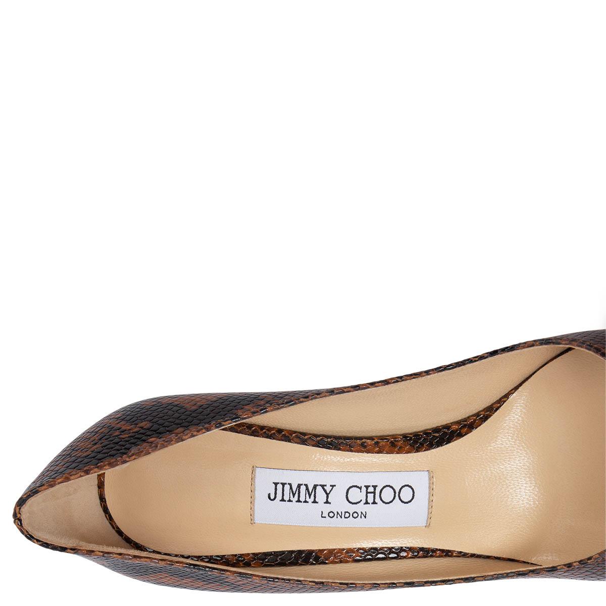 JIMMY CHOO brown FAUX SNAKE ROMY 85 Pointed Toe Pumps Pumps Shoes 36.5 For Sale 2