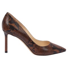 JIMMY CHOO brown FAUX SNAKE ROMY 85 Pointed Toe Pumps Pumps Shoes 36.5