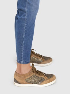 Jimmy Choo Brown Glitter & Suede Trainers Size IT 38.5