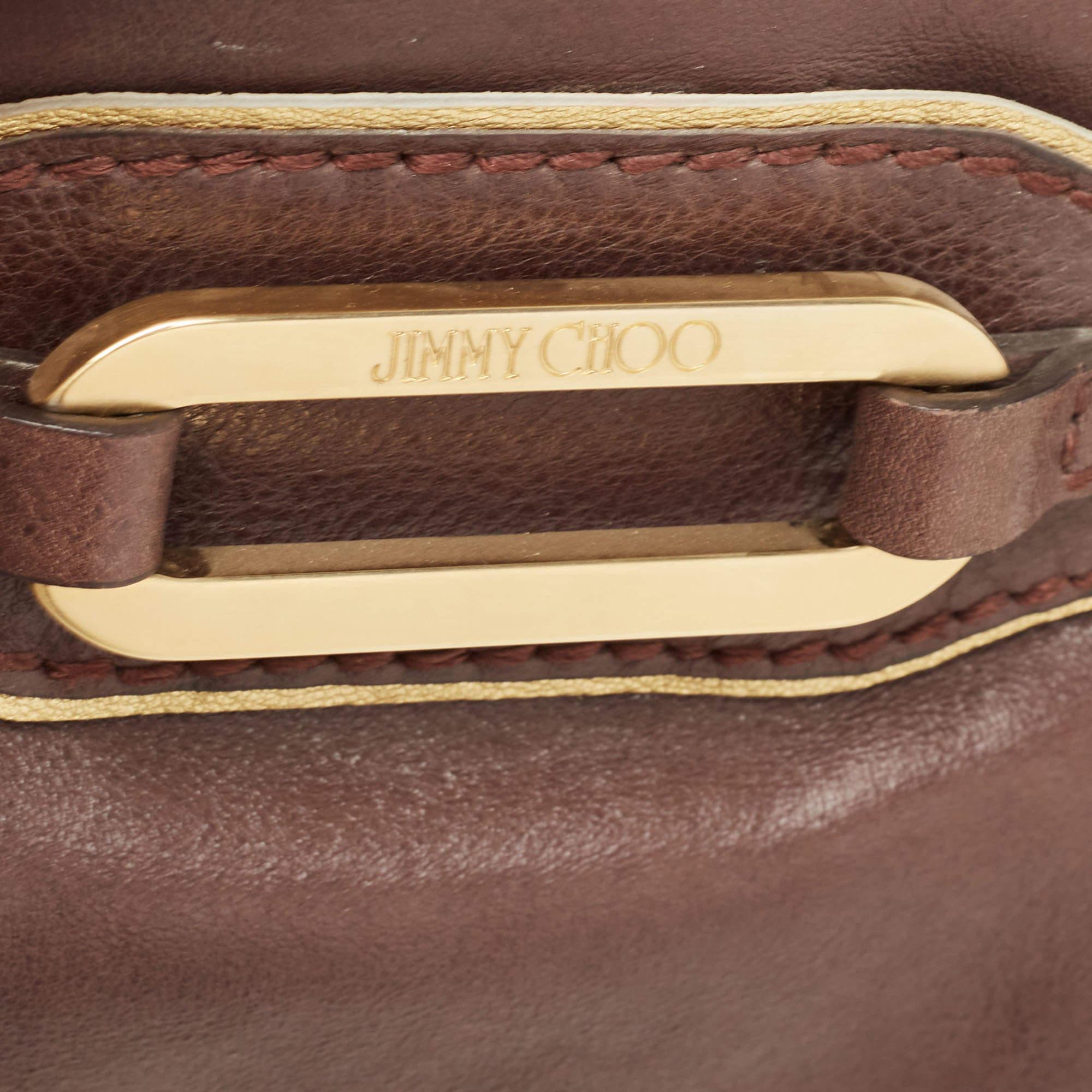 Jimmy Choo Brown/Gold Leather Tulita Shoulder Bag 2