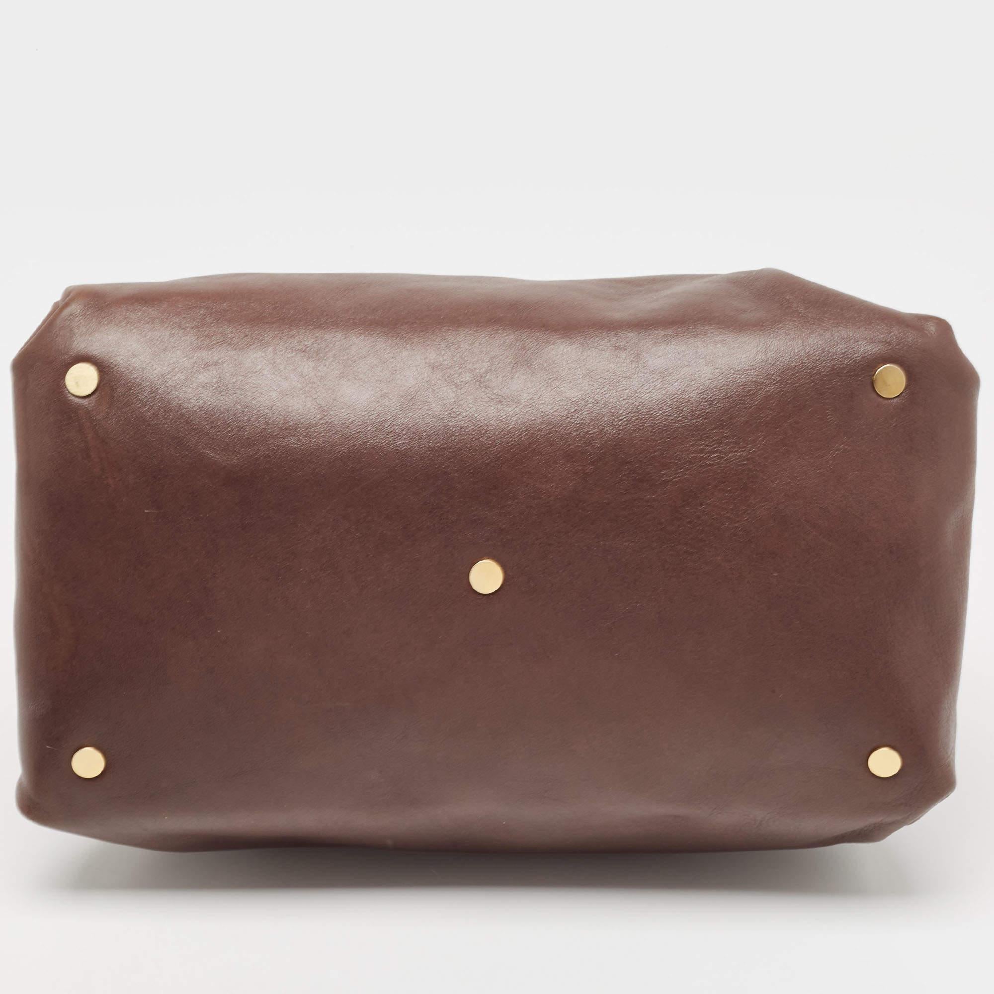 Jimmy Choo Brown/Gold Leather Tulita Shoulder Bag 5