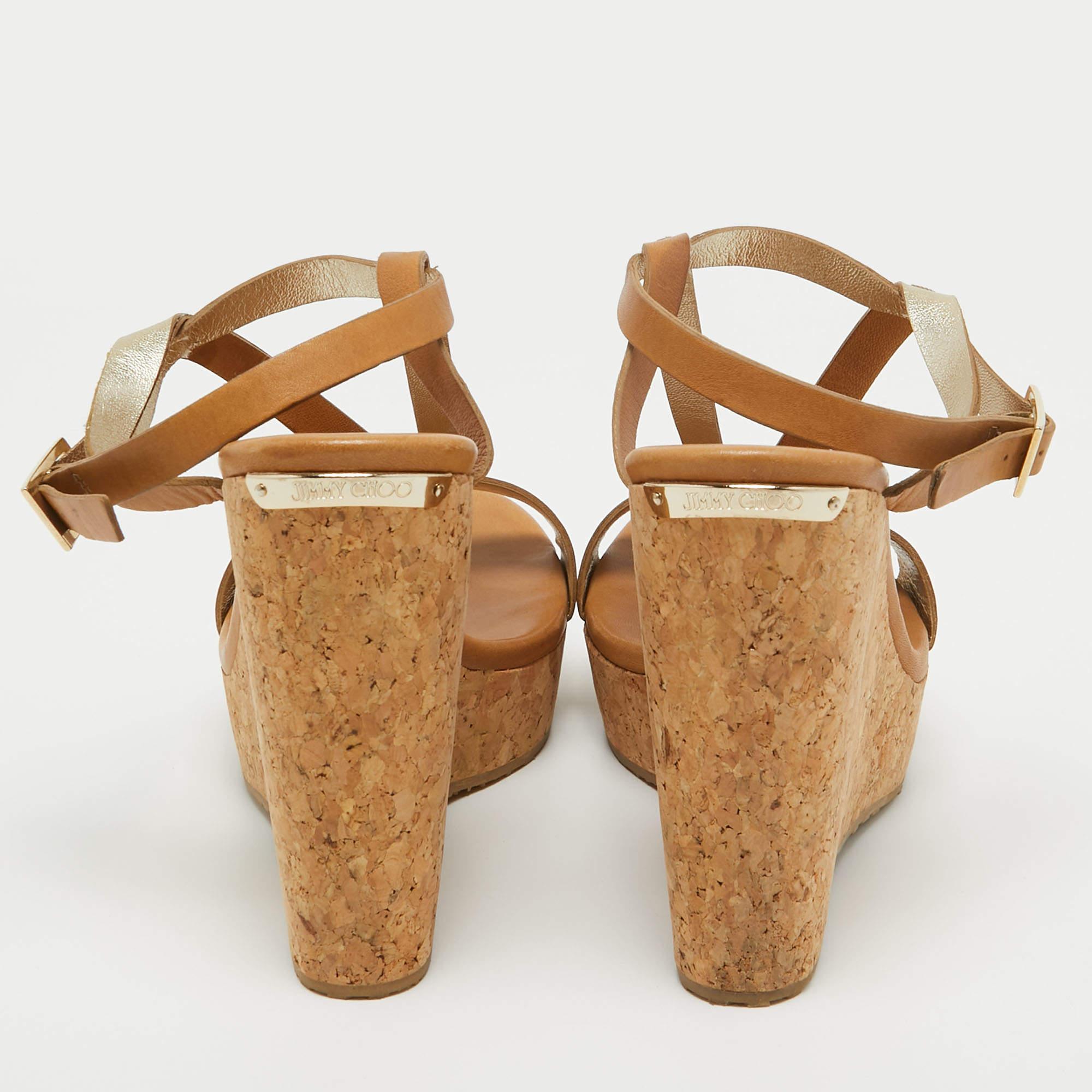 Jimmy Choo Brown Leather Ankle Strap Sandals Size 41 For Sale 1