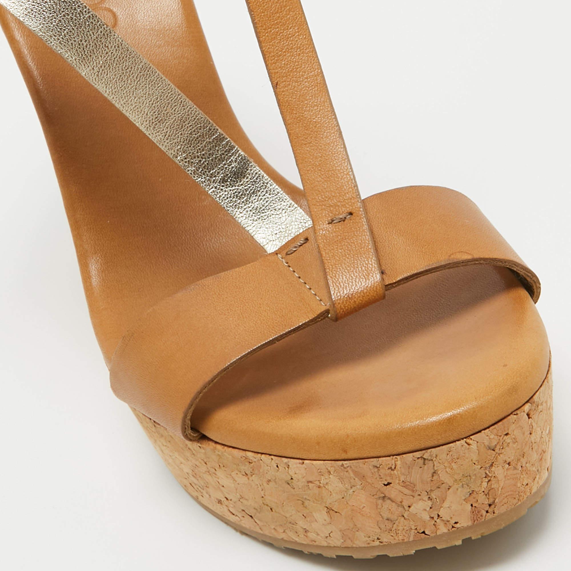 Jimmy Choo Brown Leather Ankle Strap Sandals Size 41 For Sale 3