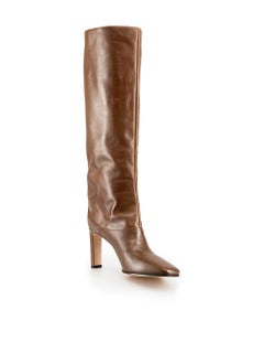 Jimmy Choo Brown Leather Mahesa 85 Knee Boots Size IT 39