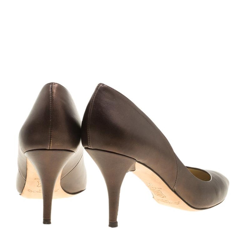 Jimmy Choo Brown Leather Pointed Toe Pumps Size 39 For Sale at 1stDibs