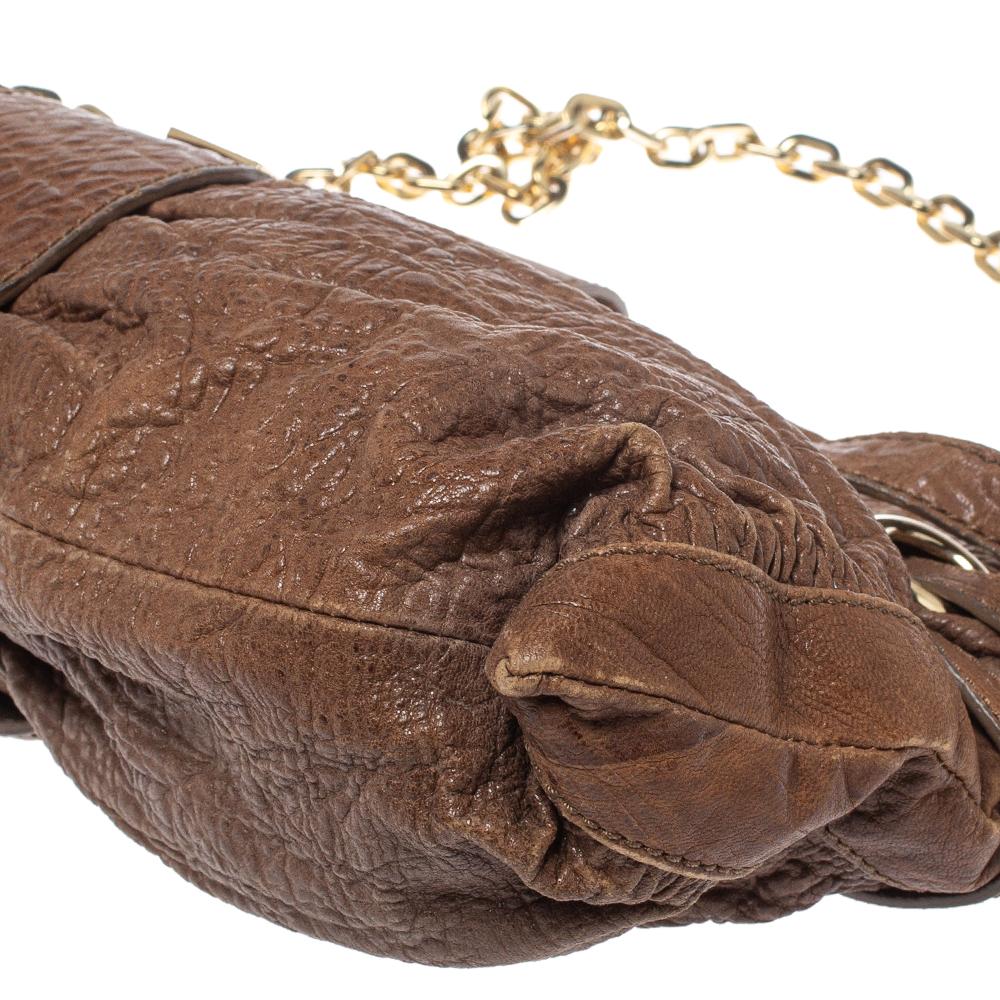 Jimmy Choo Brown Leather Riki Chain Shoulder Bag 1