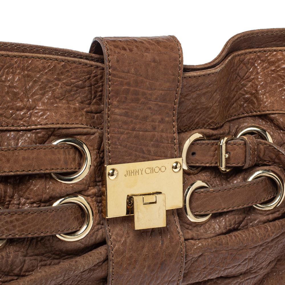 Jimmy Choo Brown Leather Riki Chain Shoulder Bag 2