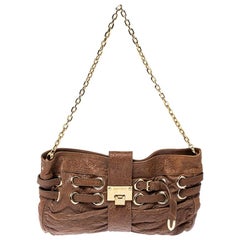 Jimmy Choo Brown Leather Riki Chain Shoulder Bag