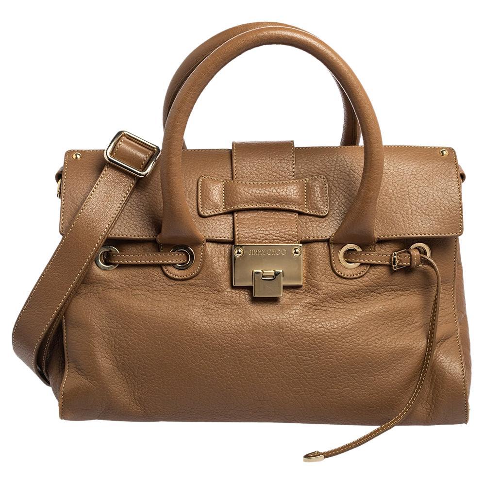 Jimmy Choo Tan Suede Raven Shoulder Bag Hobo Tote For Sale at 1stDibs