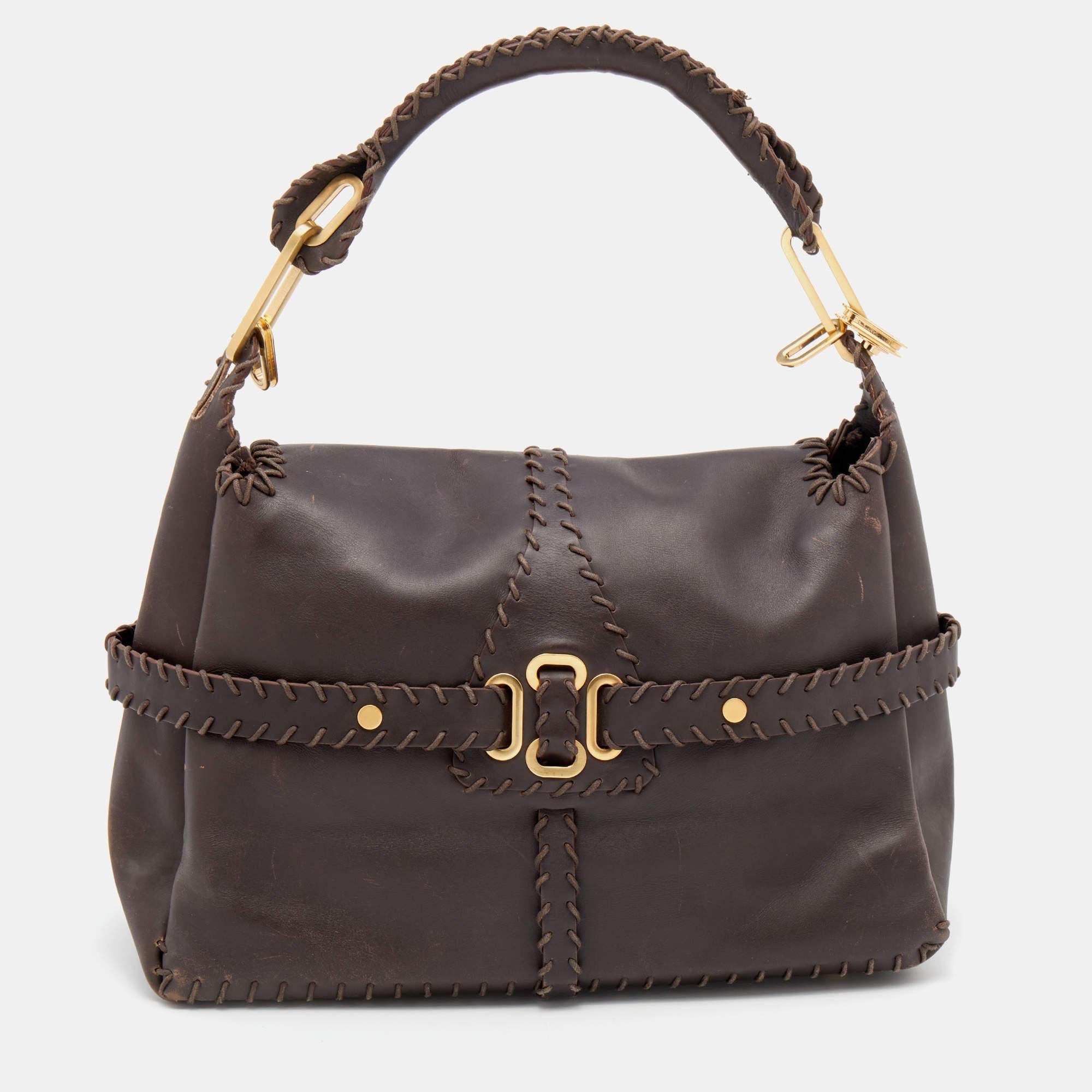 Women's Jimmy Choo Brown Leather Tulita Shoulder Bag