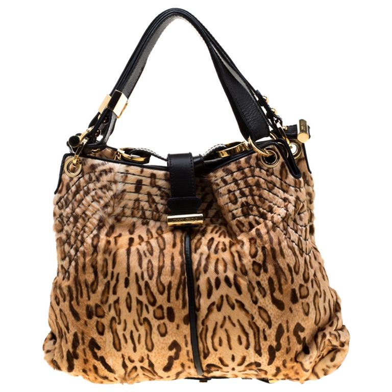 Jimmy Choo Brown Leopard Calfhair and Leather Tote
