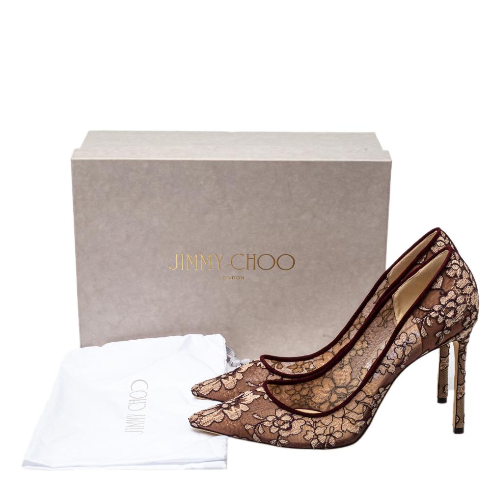 Women's Jimmy Choo Brown Mesh And Fabric Romy Pumps Size 41