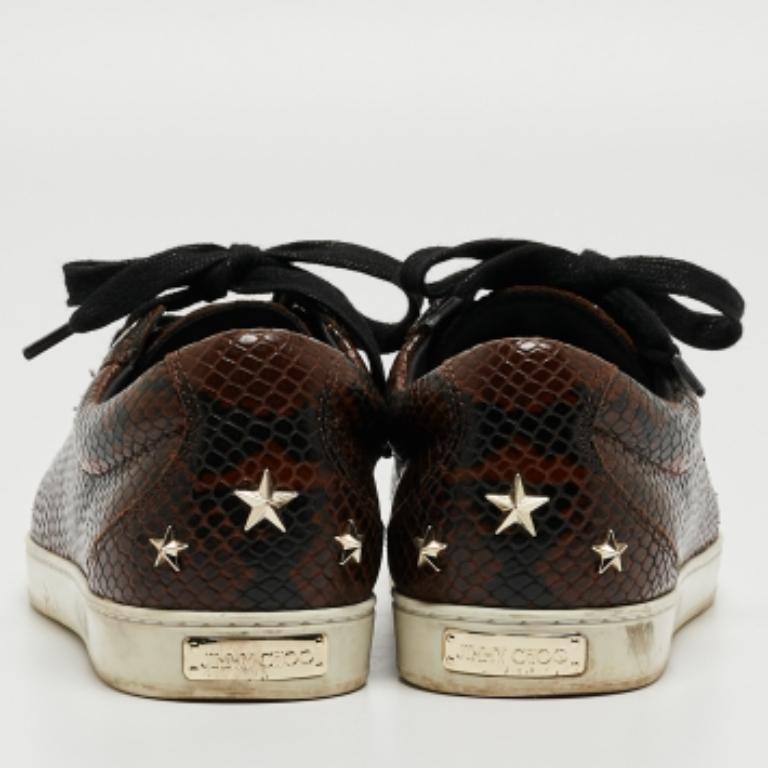Jimmy Choo Zapatillas con cordones de piel grabada en pitón marrón Talla 36.5 Negro en venta