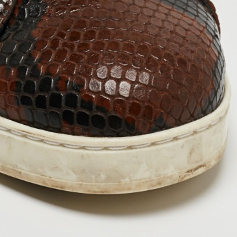 De las mujeres Jimmy Choo Zapatillas con cordones de piel grabada en pitón marrón Talla 36.5 en venta
