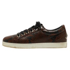 Jimmy Choo - Baskets à lacets en cuir gaufré python marron - Taille 36,5
