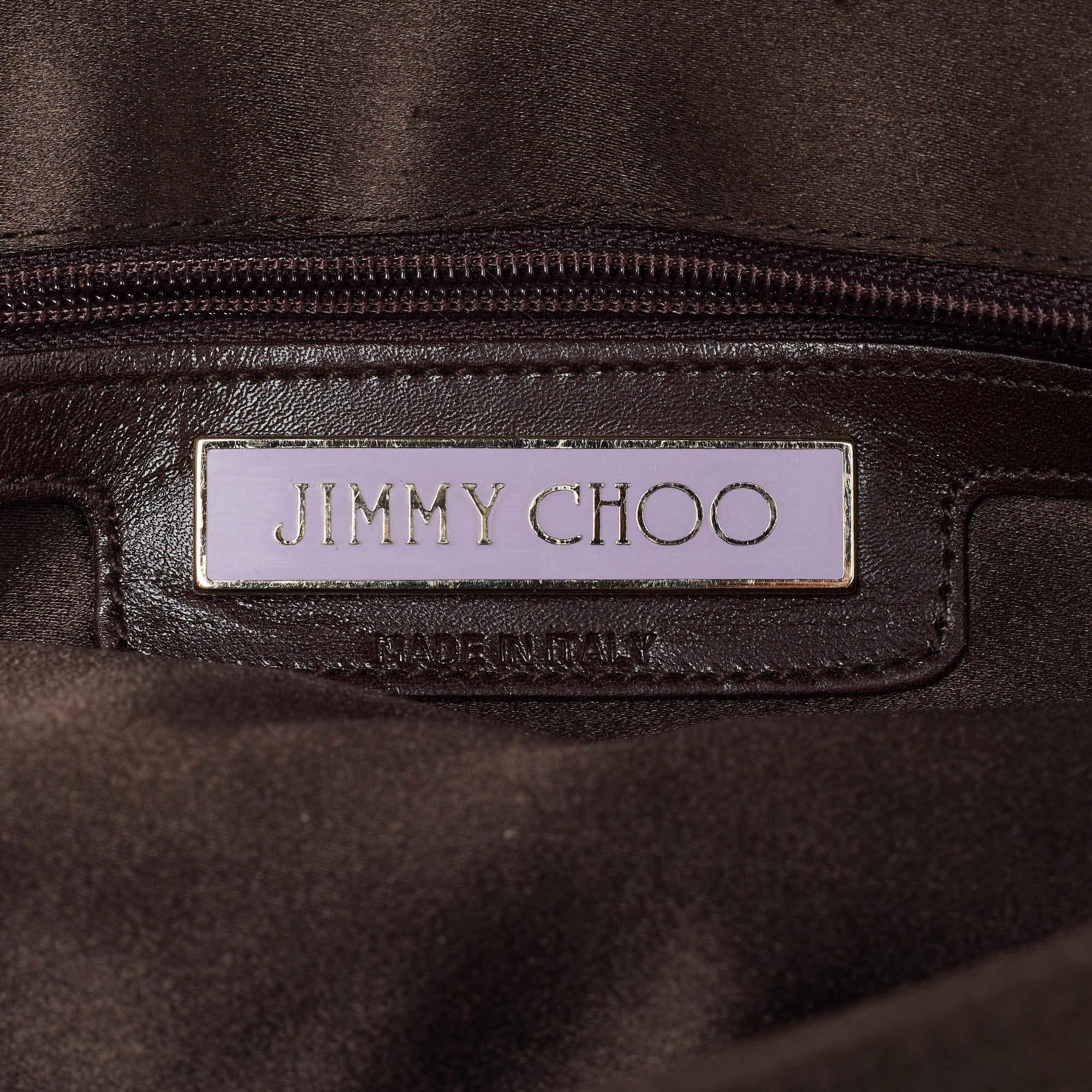 Jimmy Choo Brown Satin Crystal Embellished Pochette Bag 3