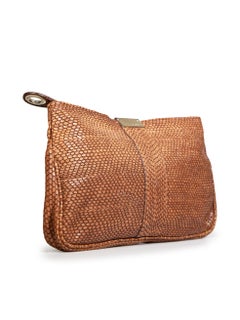 Jimmy Choo Brown Snake Embossed Leather Clutch