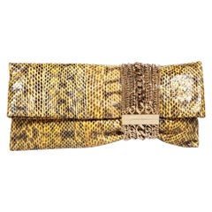 Jimmy Choo Brown Snakeskin Chain Detail Clutch