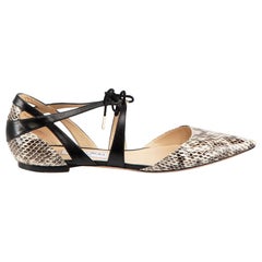 Jimmy Choo Brown Snakeskin Point Toe Ballet Flats Size IT 41