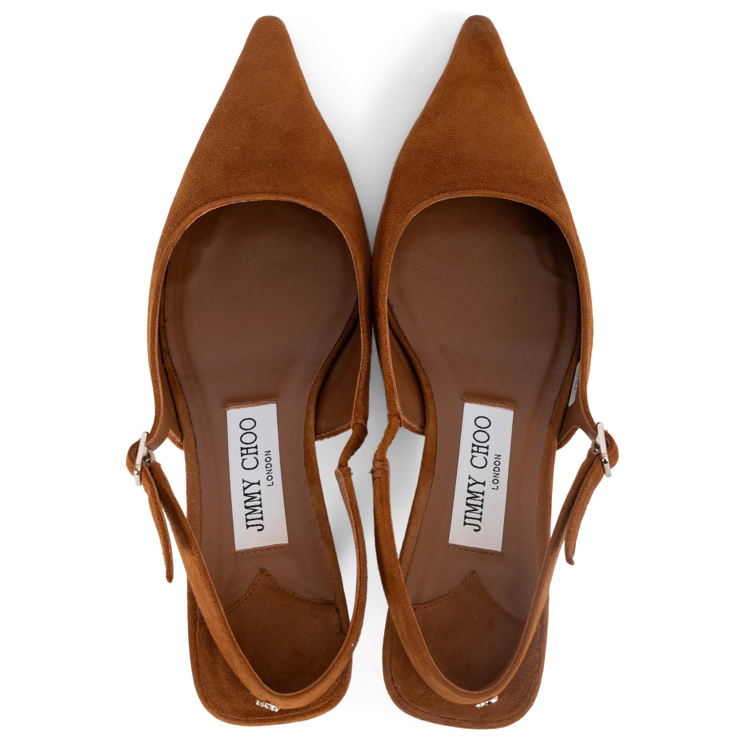 JIMMY CHOO brown suede 2024 AMAL 50 SLINGBACKS Pumps Shoes 36 For Sale 1