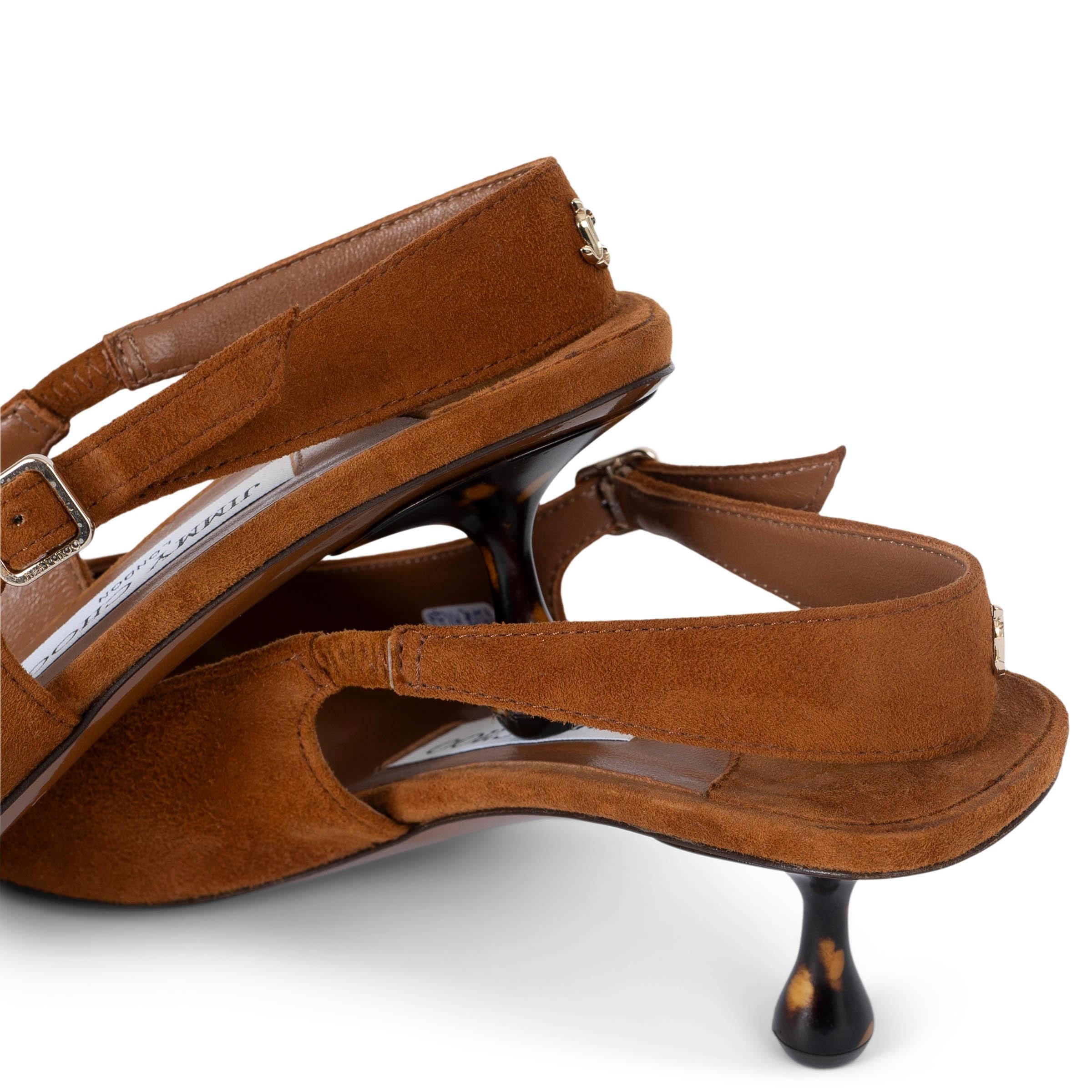 JIMMY CHOO brown suede 2024 AMAL 50 SLINGBACKS Pumps Shoes 36 For Sale 2