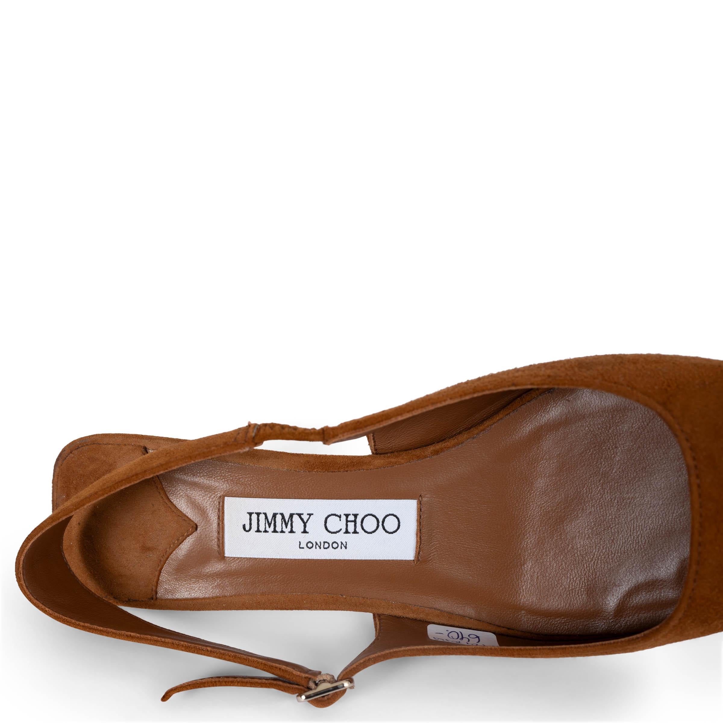 JIMMY CHOO brown suede 2024 AMAL 50 SLINGBACKS Pumps Shoes 36 For Sale 3