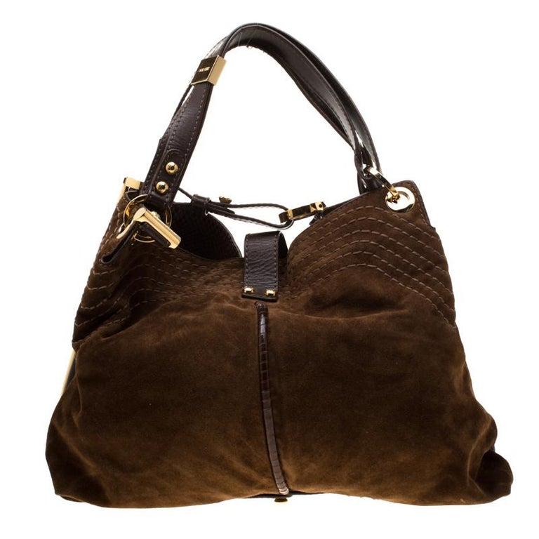 Jimmy Choo Brown Suede Alex Hobo For Sale at 1stDibs