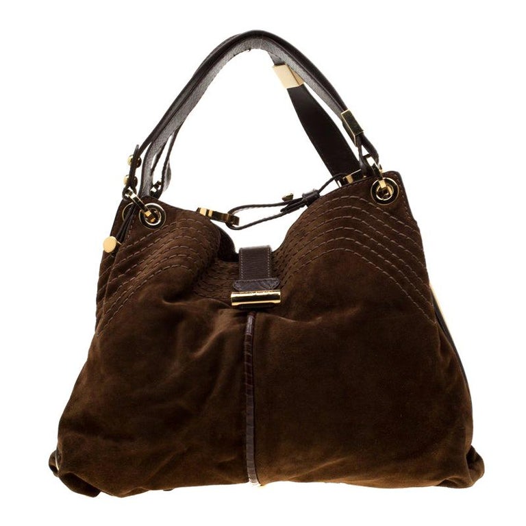 Jimmy Choo Brown Suede Alex Hobo For Sale at 1stDibs