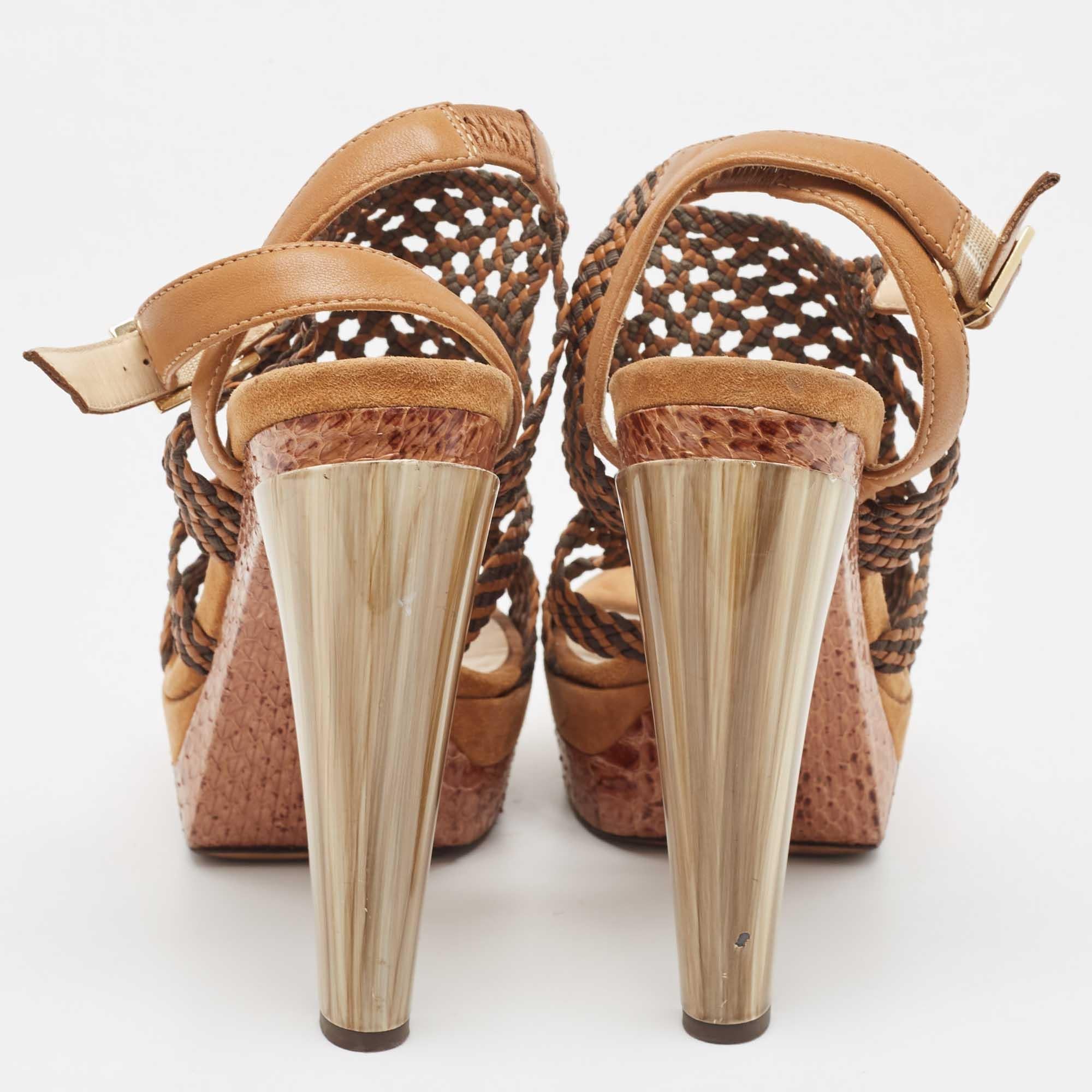 Jimmy Choo Brown Suede and Leather Ankle Strap Sandals Size 41 For Sale 1
