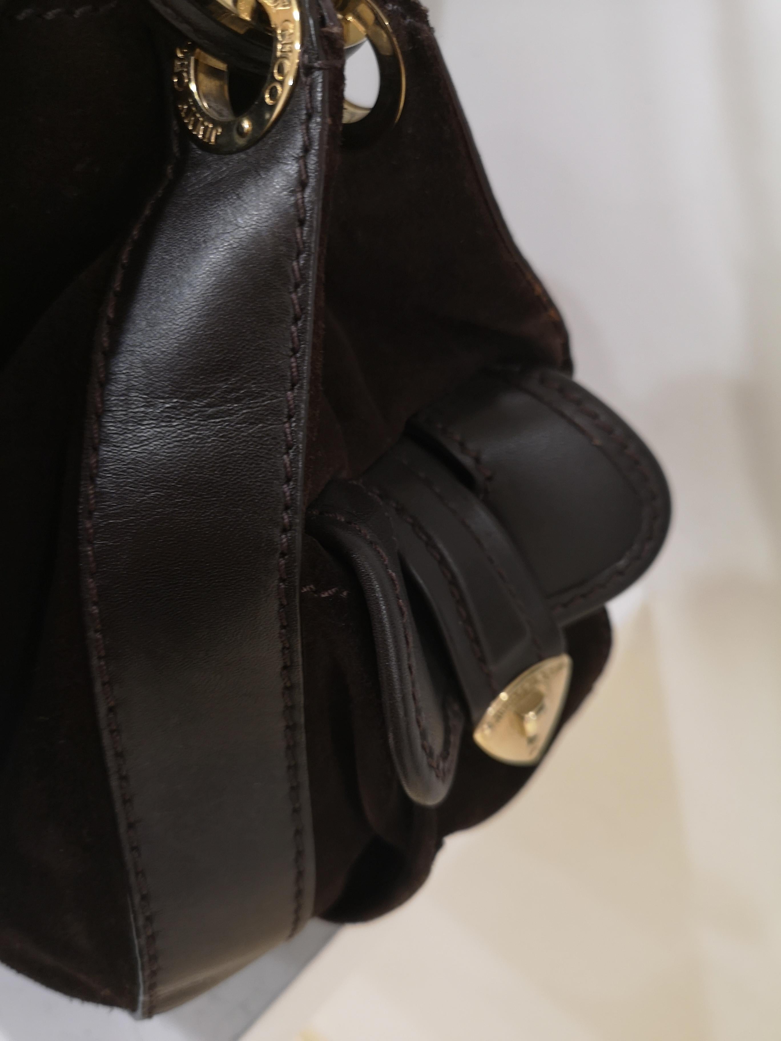 Jimmy Choo brown suede and leather handle shoulder bag 8