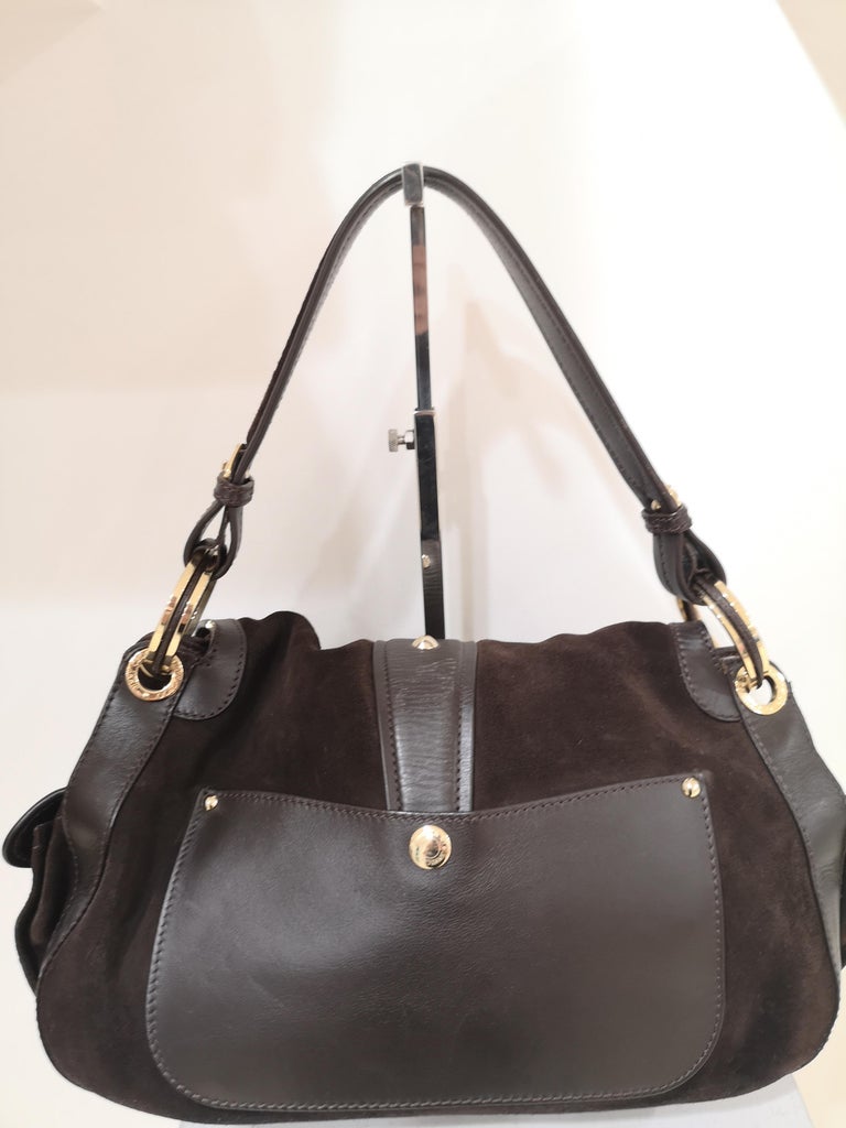 Jimmy Choo brown suede and leather handle shoulder bag at 1stDibs