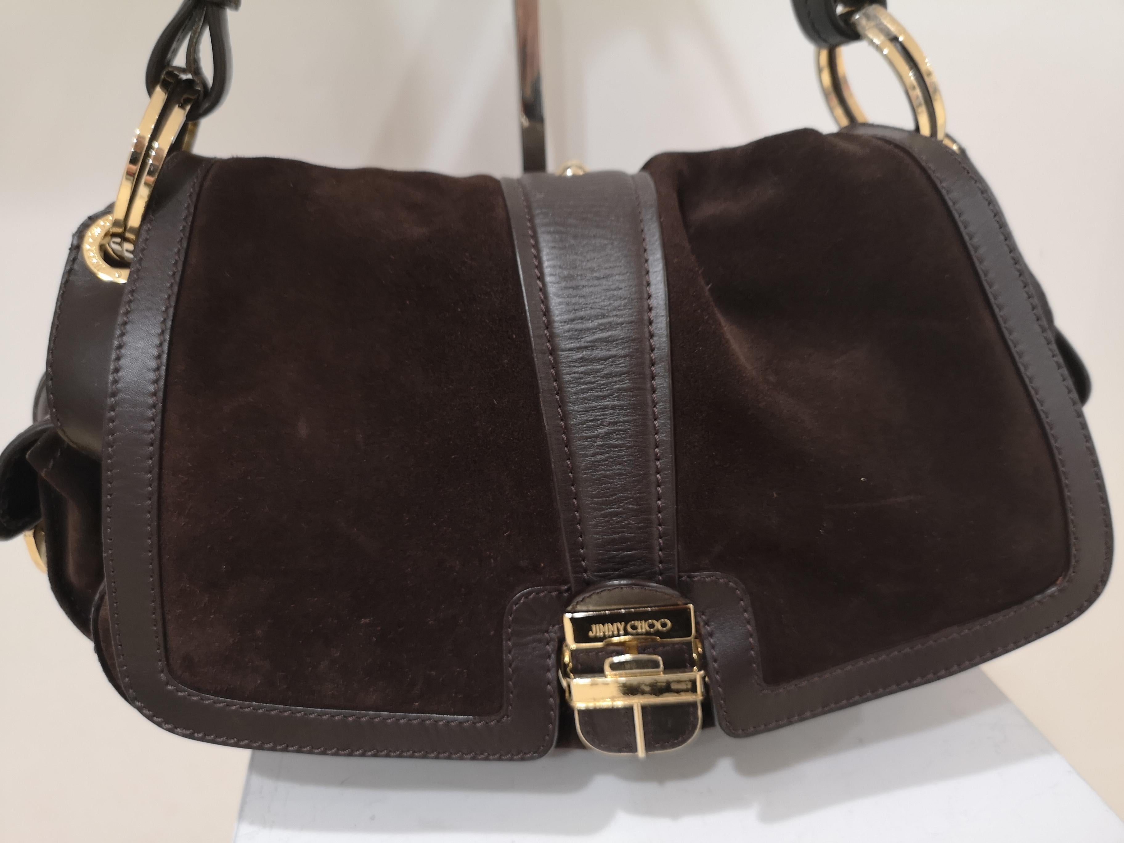 Jimmy Choo brown suede and leather handle shoulder bag 2