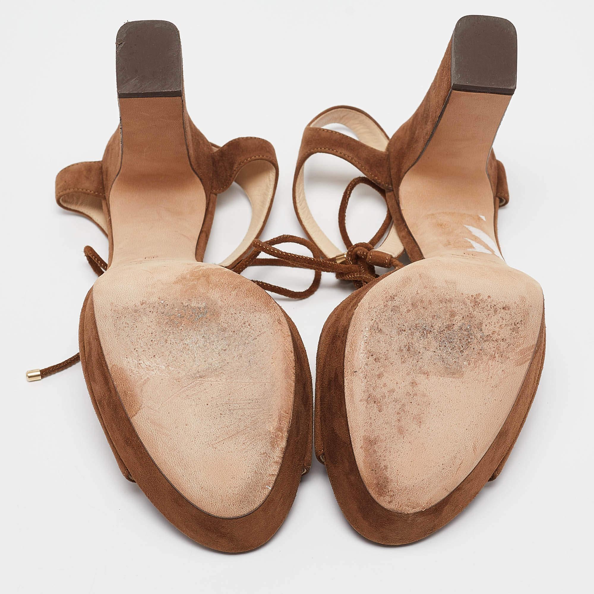 Jimmy Choo Brown Suede Ankle Strap Sandals Size 39 For Sale 2